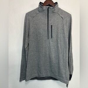 Lululemon Surge Quarter Zip Pullover‎ Long Sleeve Shirt Gray Striped Mens Medium
